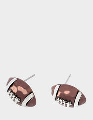 FOOTBALL STUD EARRING BROWN
