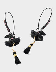 WITCH HAT BROOM SHEPHERD HOOK EARRING PINK