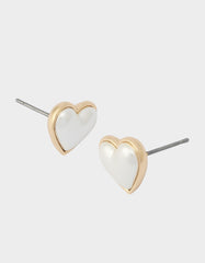 HEART STUD EARRINGS PEARL