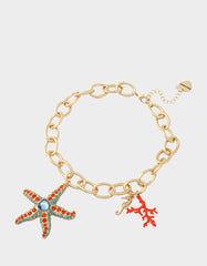 STARFISH SHORT PENDANT NECKLACE ORANGE