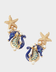 SEAHORSE STAR DROP EARRINGS BLUE