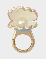 CLAM SHELL STRETCH RING BLUE
