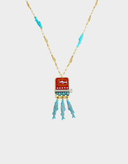 SARDINES LONG PENDANT NECKLACE BLUE