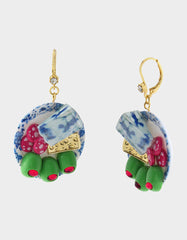 CHEESE PLATE EARRINGS BLUE
