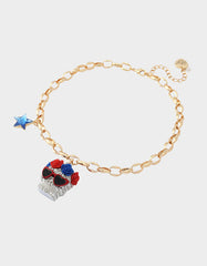 AMERICANA SKULL PENDANT NECKLACE RED