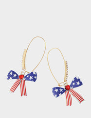 AMERICANA BOW SHEPHERD HOOK EARRINGS BLUE