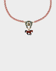 HORSE SHORT PENDANT NECKLACE BROWN