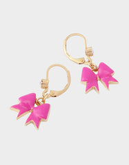 CHEER BOW LEVERBACK EARRING PINK