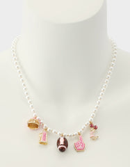 FOOTBALL CHARM FRONTAL NECKLACE PINK