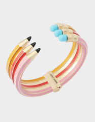 TRIPLE PENCIL HINGE BANGLE BRACELET PINK