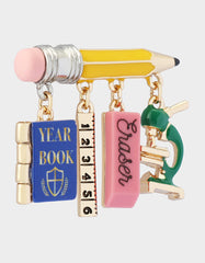 SCHOOL SUPPLIES BROOCH MULTI