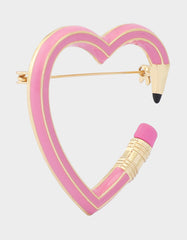 HEART PENCIL BROOCH PINK
