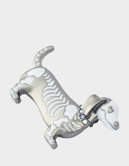 SKELETON DACHSHUND BROOCH SILVER