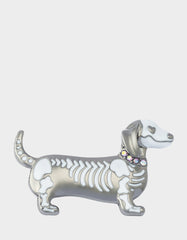 SKELETON DACHSHUND BROOCH SILVER