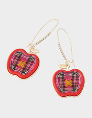 PLAID APPLE SHEPHERD HOOK EARRING RED