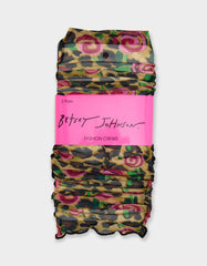 2-PACK LEOPARD ROSE MESH CREW SOCKS TAN MULTI