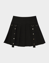 REBEL RIVET PLEATED SKIRT BLACK
