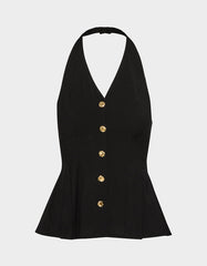 BUTTERCUP BUTTON TOP BLACK