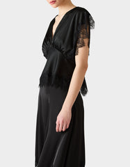 LACE LINES TOP BLACK