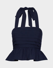 AHOY PEPLUM TOP NAVY