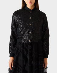 GLITTERATI BOMBER JACKET BLACK SEQUIN