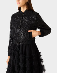 GLITTERATI BOMBER JACKET BLACK SEQUIN