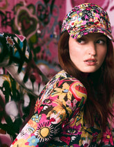 PRINTED BASEBALL HAT WITH BOW TIE BLACK MULTI