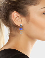 FOOTBALL BOW DROP EARRING BLUE