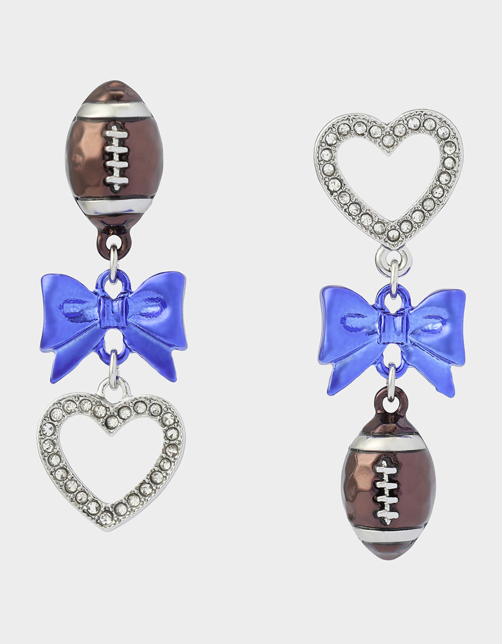 FOOTBALL BOW DROP EARRING BLUE