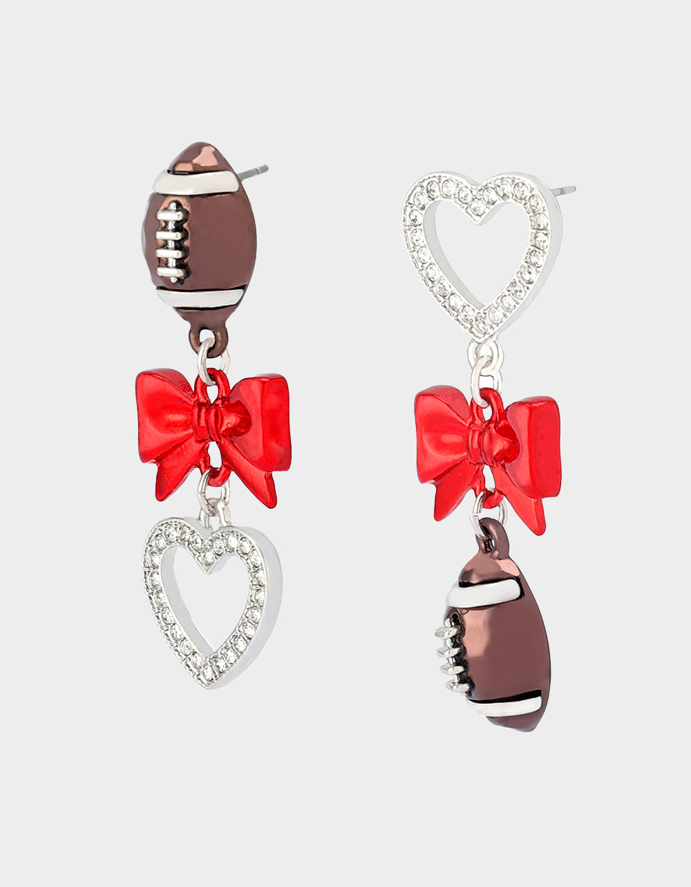 FOOTBALL BOW DROP EARRINGS RED