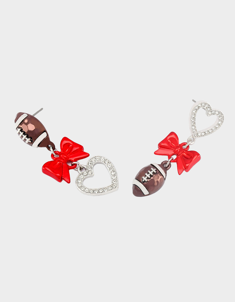 FOOTBALL BOW DROP EARRINGS RED