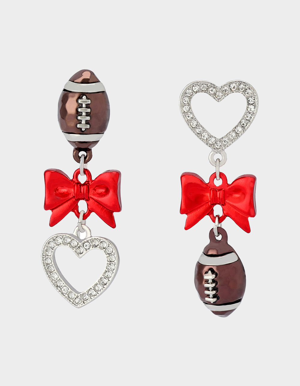 FOOTBALL BOW DROP EARRINGS RED