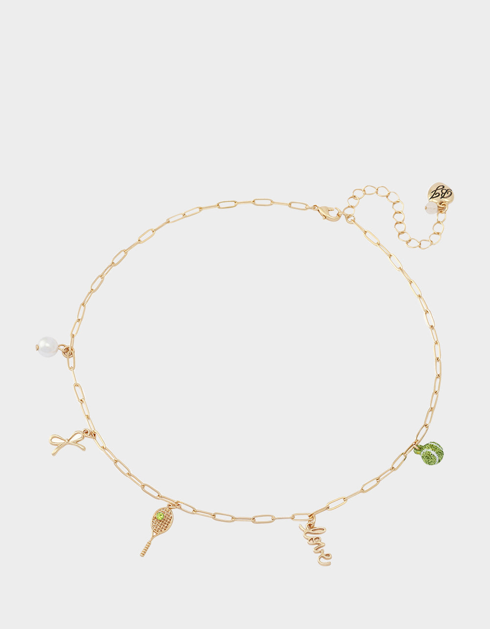 TENNIS RACQUET FRONTAL NECKLACE GREEN