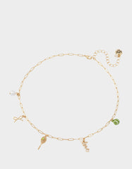 TENNIS RACQUET FRONTAL NECKLACE GREEN