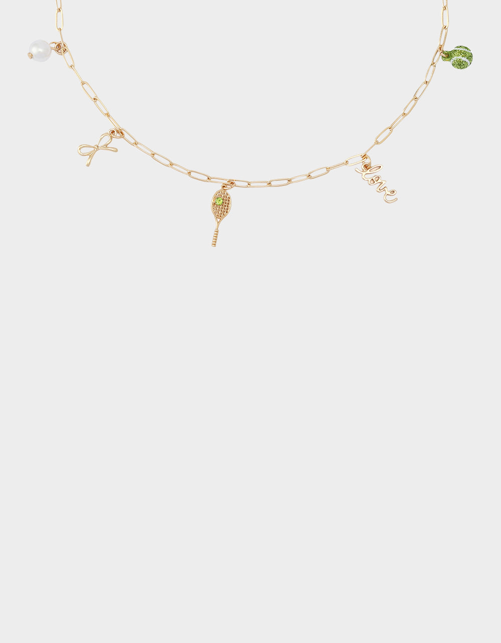 TENNIS RACQUET FRONTAL NECKLACE GREEN
