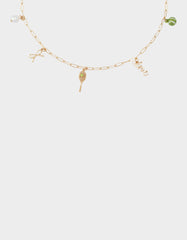 TENNIS RACQUET FRONTAL NECKLACE GREEN