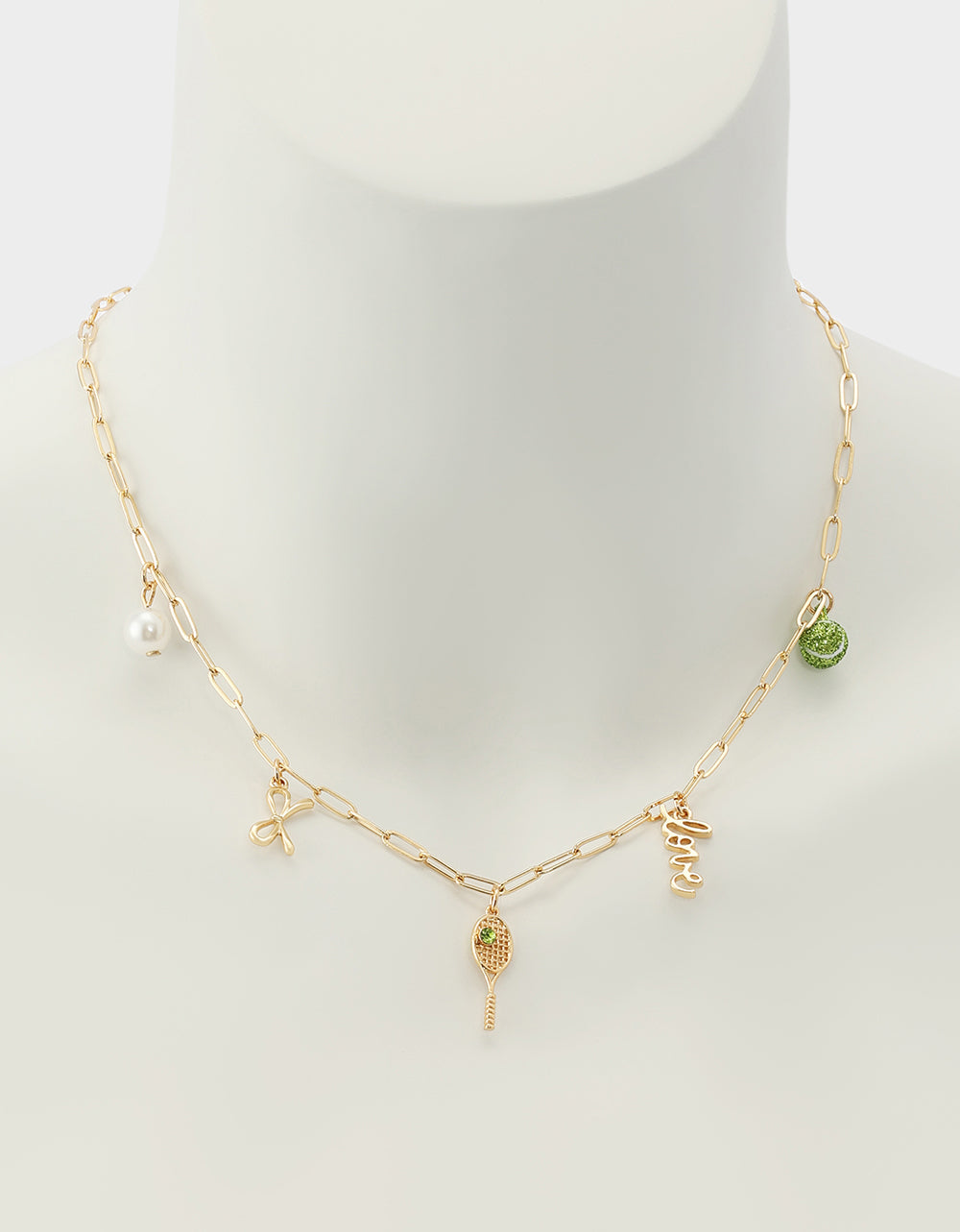 TENNIS RACQUET FRONTAL NECKLACE GREEN