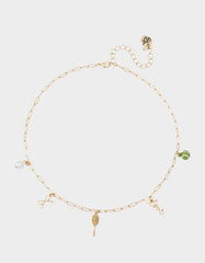 TENNIS RACQUET FRONTAL NECKLACE GREEN