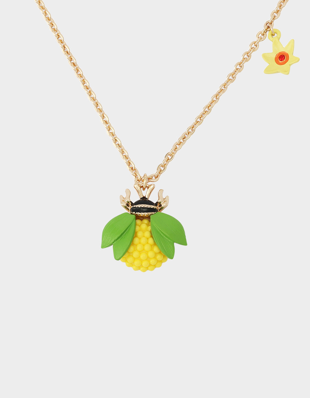 BEE FLOWER SHORT PENDANT NECKLACE YELLOW