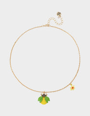 BEE FLOWER SHORT PENDANT NECKLACE YELLOW