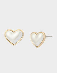 HEART STUD EARRINGS PEARL