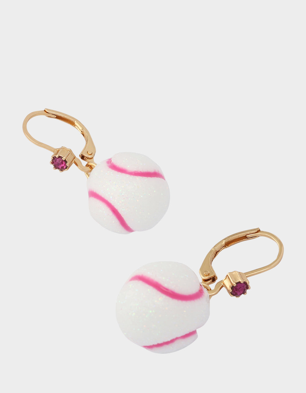 BASEBALL LEVER BACK EARRINGS WHITE
