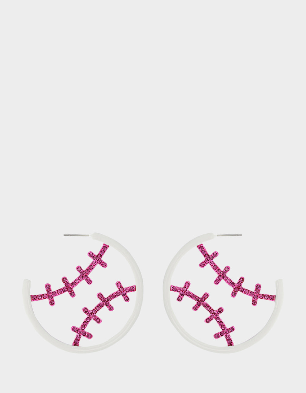 BASEBALL HOOP EARRINGS PINK