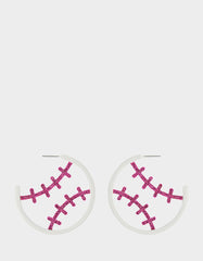 BASEBALL HOOP EARRINGS PINK