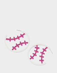 BASEBALL HOOP EARRINGS PINK