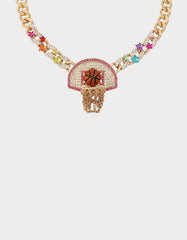 BASKETBALL SHORT PENDANT NECKLACE ORANGE