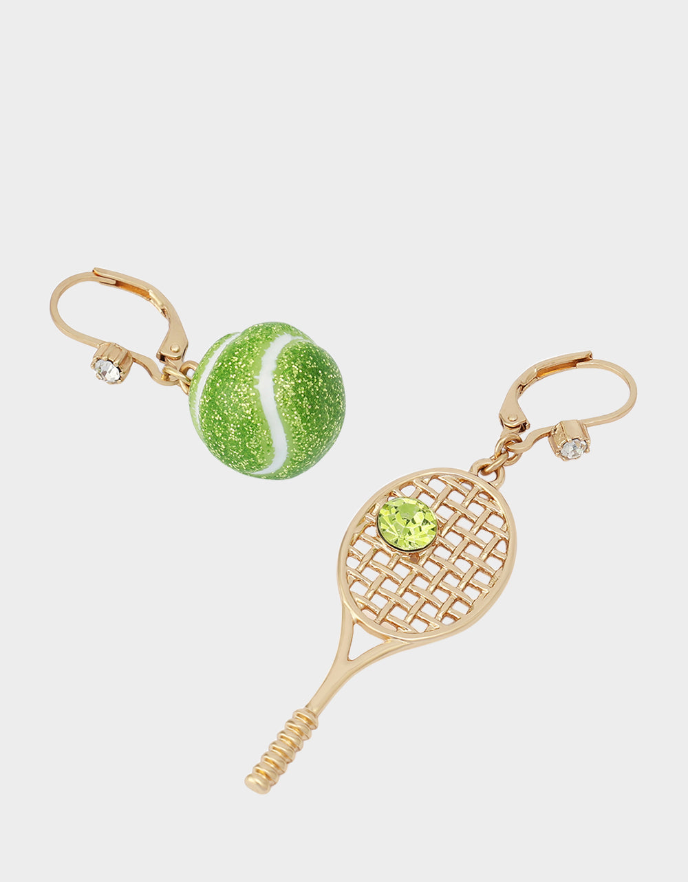 MISMATCH TENNIS RACQUET AND BALL EARRINGS GREEN