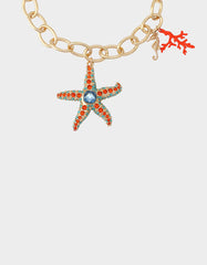 STARFISH SHORT PENDANT NECKLACE ORANGE