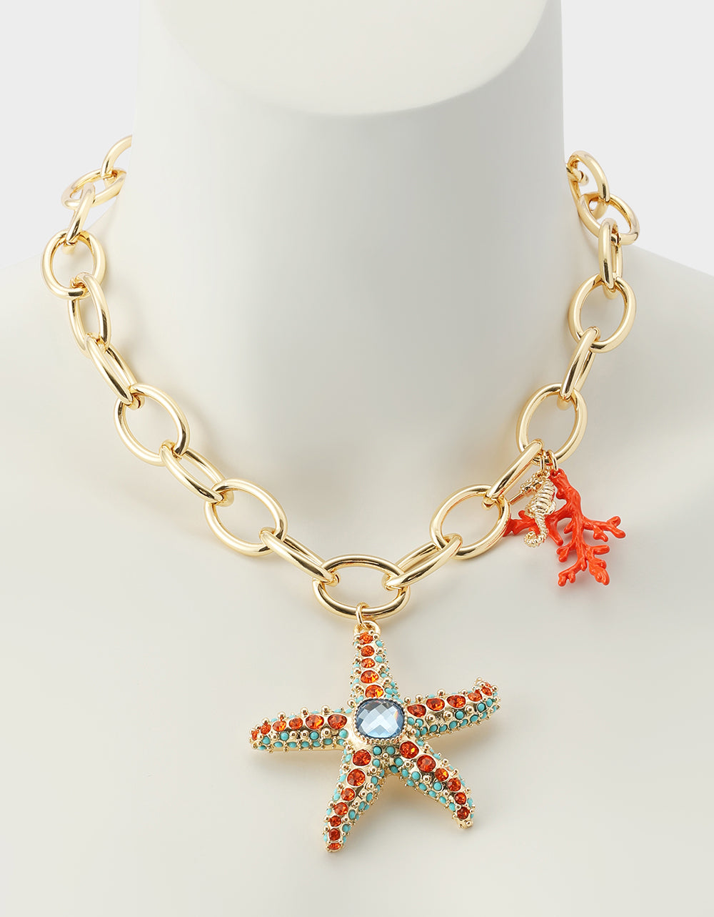 STARFISH SHORT PENDANT NECKLACE ORANGE