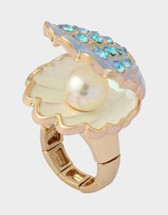 CLAM SHELL STRETCH RING BLUE